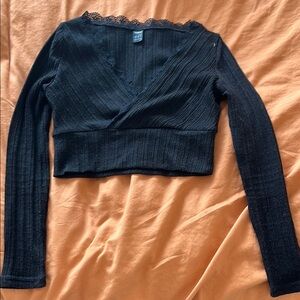 SHEIN Black Lace Trim Top